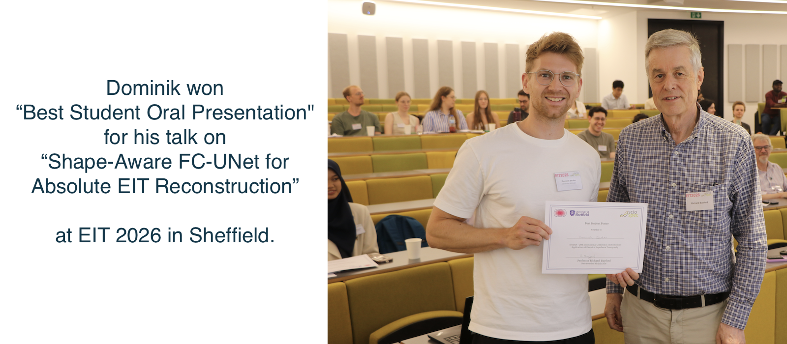 Dominik wins Best Student Oral Presentation at EIT2026